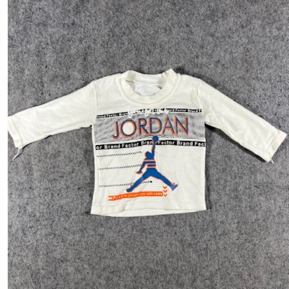 VTG Y2K Jordan Brand Fector Graphic Long Sleeve Shirt Infant Baby Tee 6-12mos